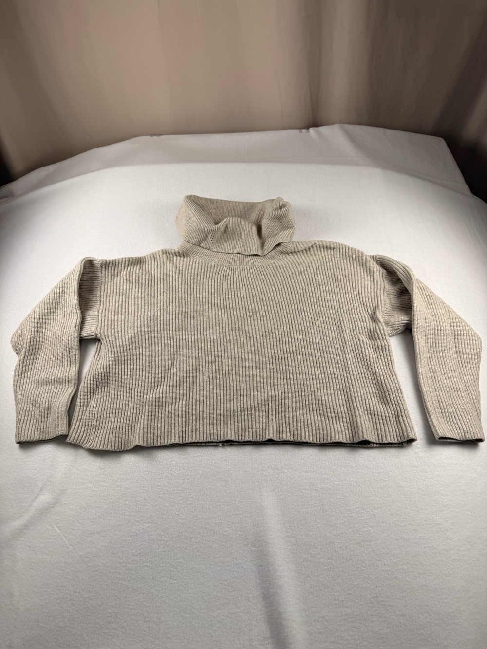 Poof! Ribbed Turtleneck Sweater - Cream Beige 346